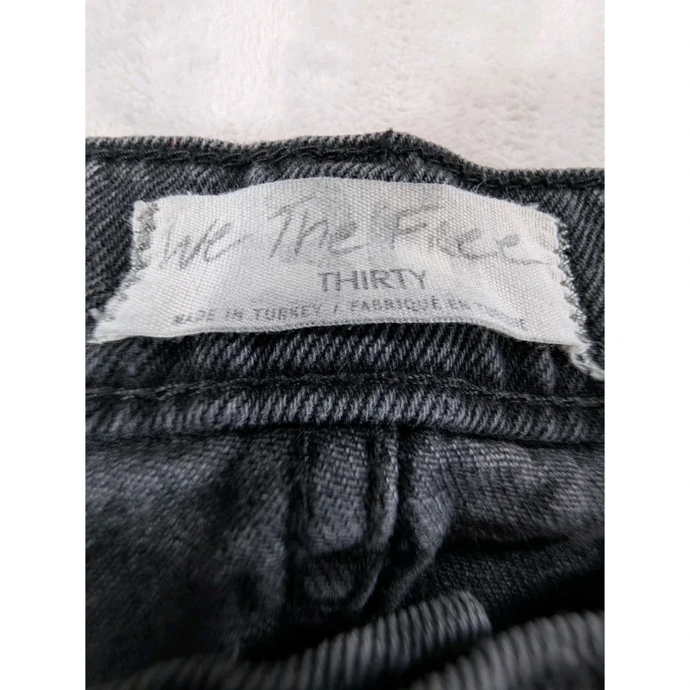 Free People We The Free Vixen Cigarette Rock N Roll Jeans Black Distressed 30
